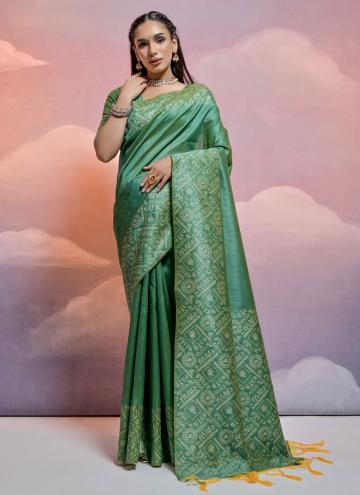 Woven Handloom Silk Green Designer Saree
