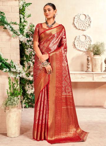 Woven Malbari Silk Red Classic Designer Saree