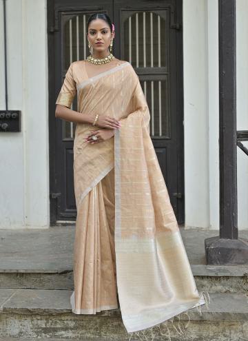 Woven Tussar Silk Beige Classic Designer Saree