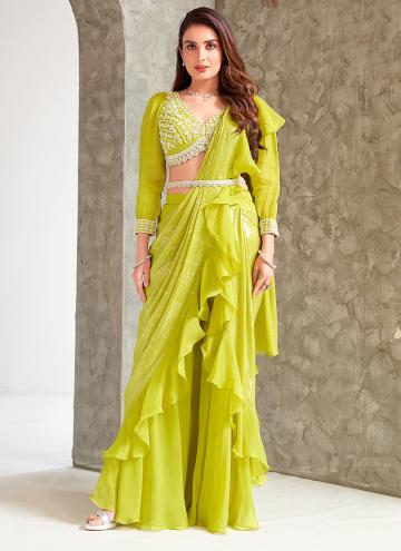 Yellow color Sequins Work Georgette Trendy Salwar Kameez