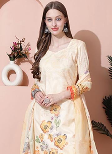 Yellow Cotton  Digital Print Trendy Salwar Kameez