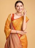 Yellow Designer Saree in Patola Silk with Jacquard Work - 1