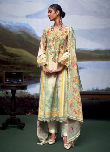 Yellow Organza Digital Print Salwar Suit for Ceremonial