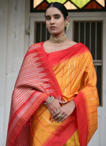 Yellow Raw Silk Woven Trendy Saree for Ceremonial