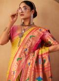 Yellow Trendy Saree in Paithni with Woven - 1